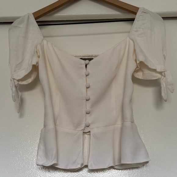 Reformation Holland Peplum Button Front Top Size 4 - Picture 3 of 8